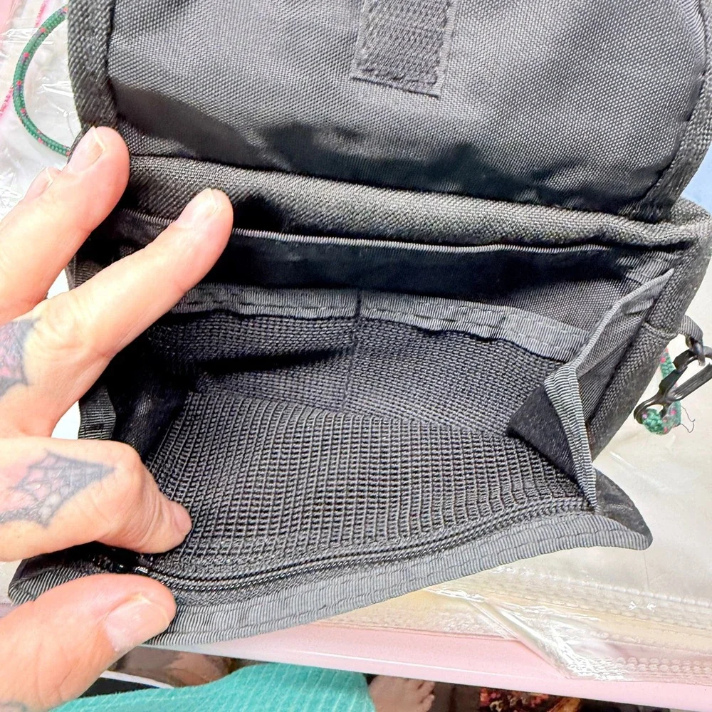Bass Crossbody Bag Unisex Small Black Canvas Vintage Gorpcore Utility Pouch
